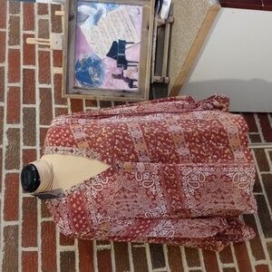 NWT Laurel Gray balloon sleeve patchwork XXL blouse with lining.